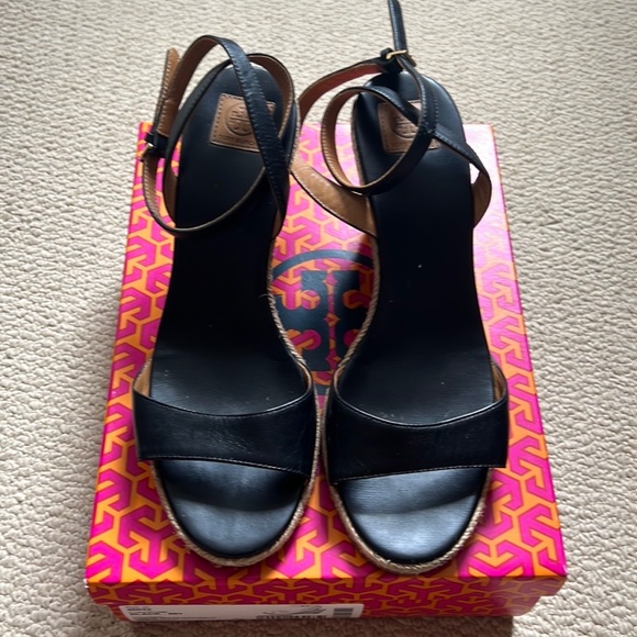 Tory Burch Landon Wedge Espadrille Nappa Leather - Picture 1 of 8